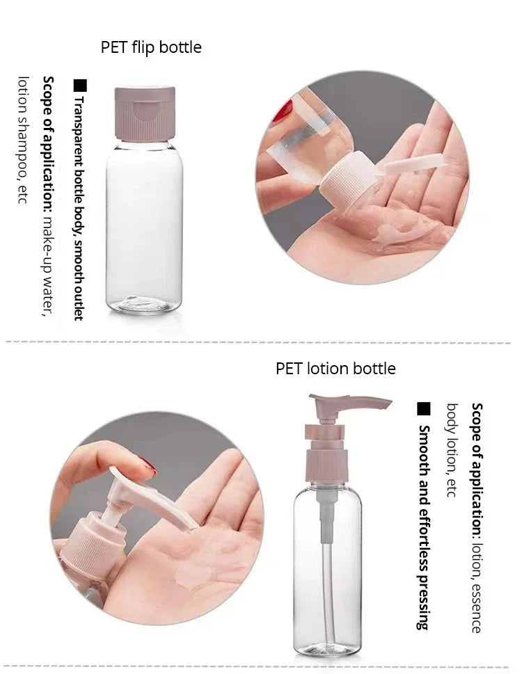 Set di 11 flaconi da viaggio con custodia