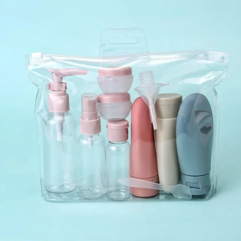 Set di 11 flaconi da viaggio con custodia